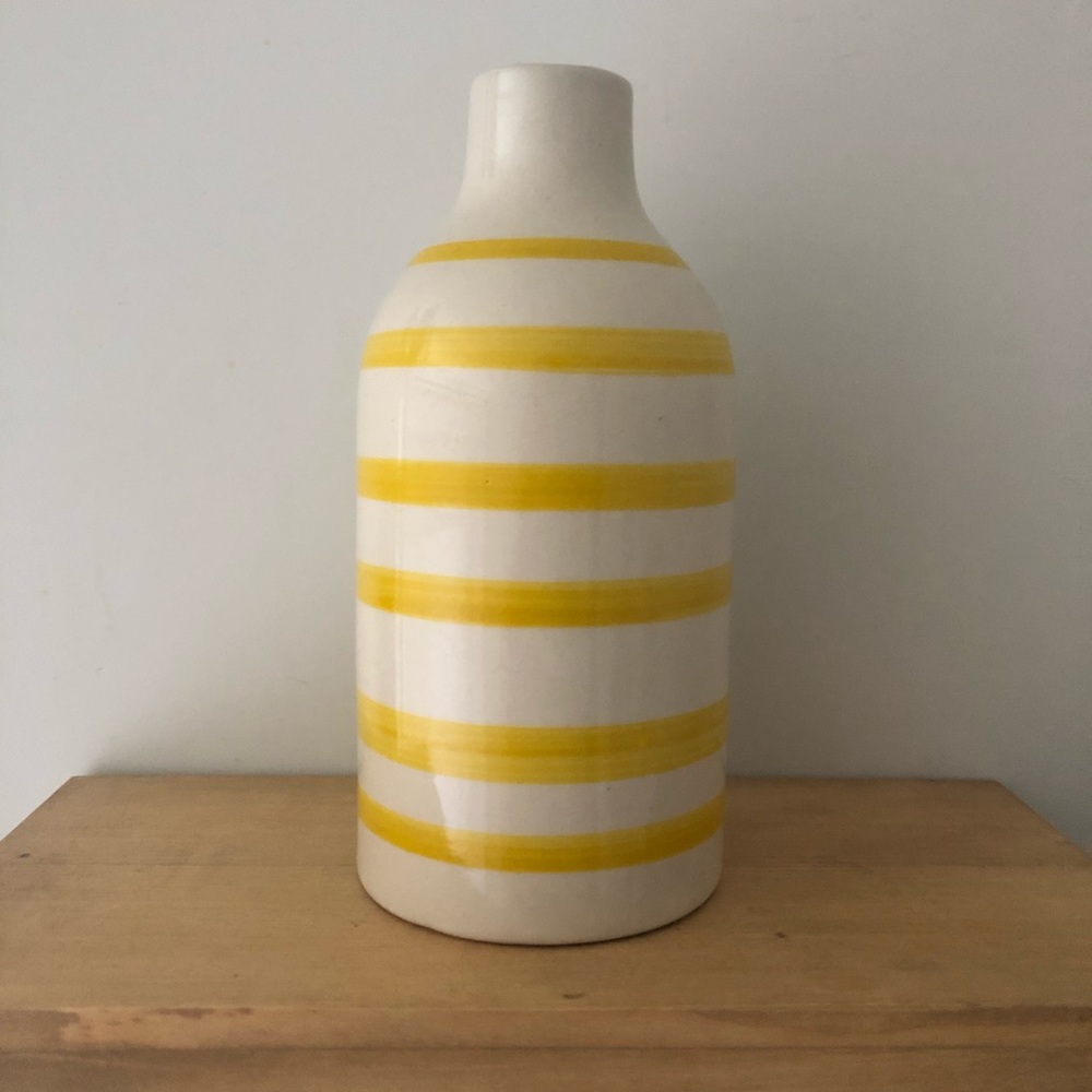 Yellow & White Stripe Vase